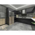 Customized New Design Modern Black Modular Kitchen Cabinet